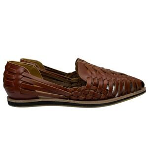 Nisolo Women's Huarache Sandals Weave Flat Leather Slip On Brown Mexico US 10